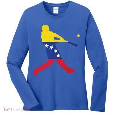 Venezuela Flag Baseball Player Meaningful Gift Women's Long Sleeve Shirt
