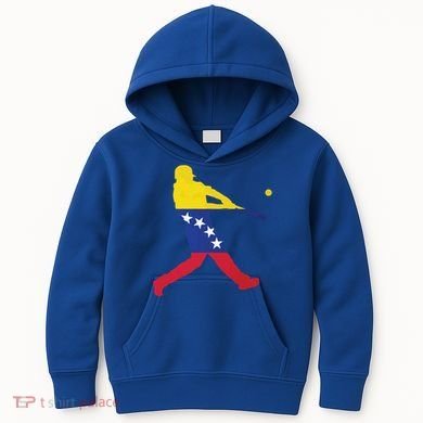 Venezuela Flag Baseball Player Meaningful Gift Kids Hoodie
