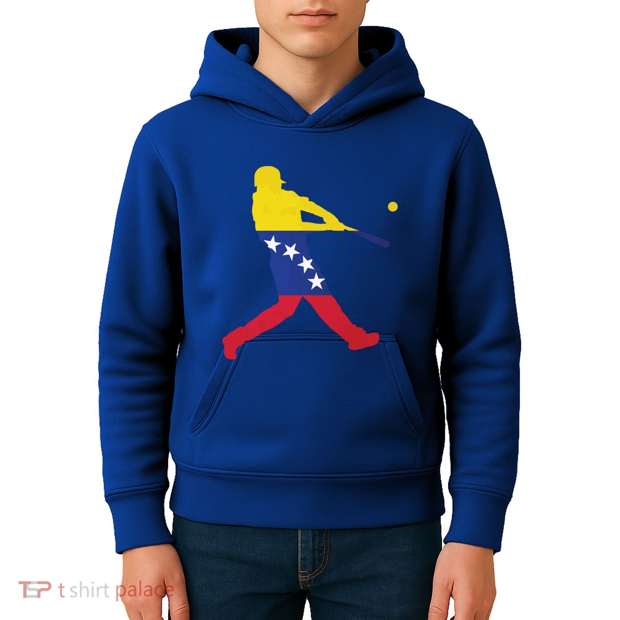 Venezuela Flag Baseball Player Meaningful Gift Kids Hoodie