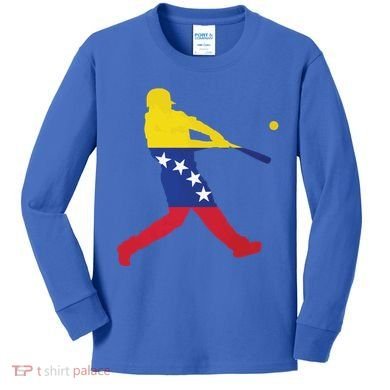 Venezuela Flag Baseball Player Meaningful Gift Kids Long Sleeve Shirt