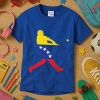 Venezuela Flag Baseball Player Meaningful Gift Kids T-Shirt thumb 3
