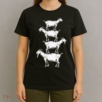 Vintage Four Buck Goats Over Each Other Farmer Goat Lovers T-Shirt thumb 4