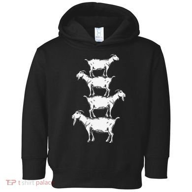 Vintage Four Buck Goats Over Each Other Farmer Goat Lovers Toddler Hoodie
