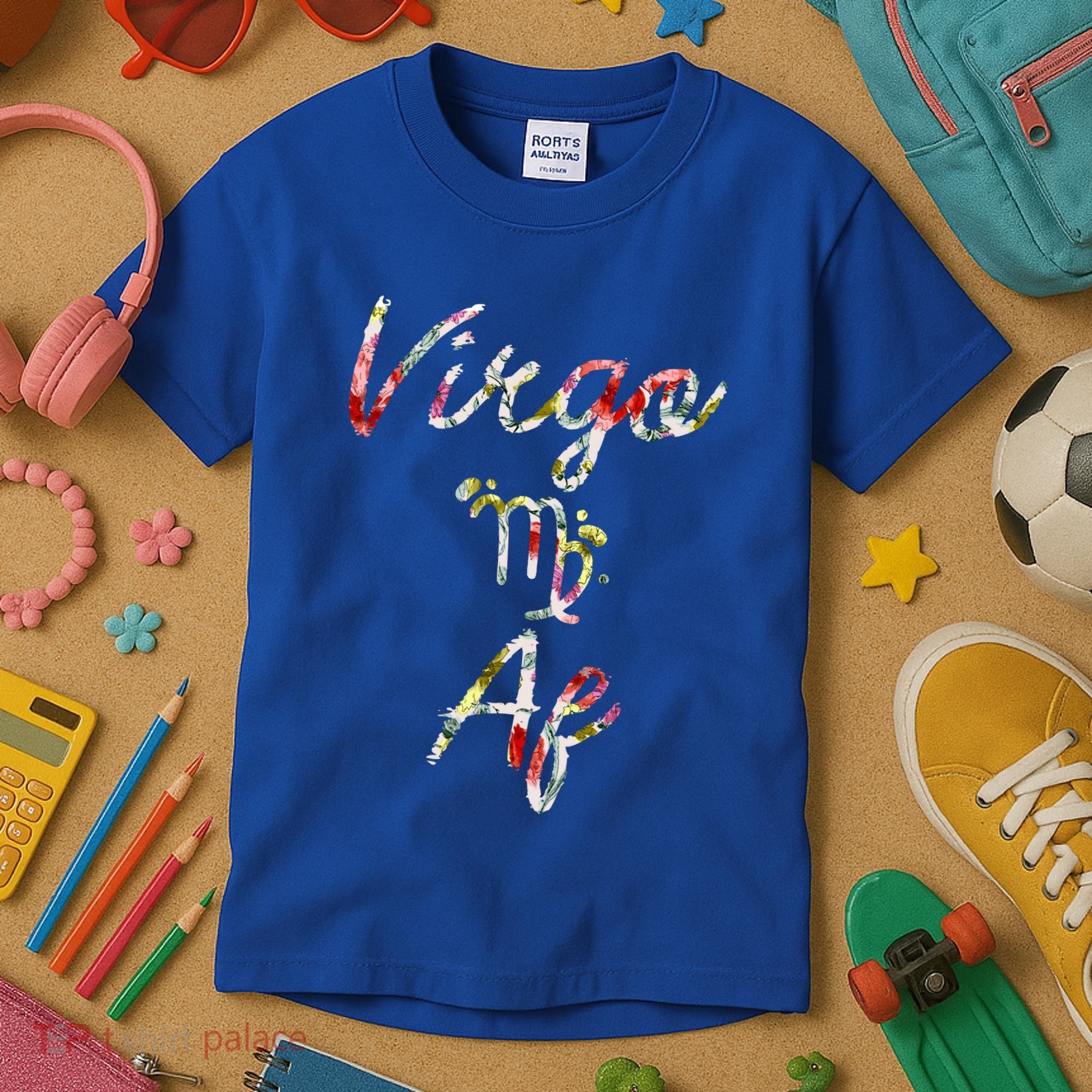 Virgo Floral Born In August September Birthday Gift Virgo Gift Kids T-Shirt