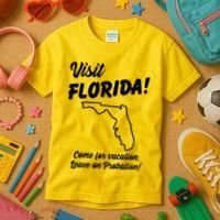 Visit Florida Come For Vacation Leave On Probation Kids T-Shirt thumb 3