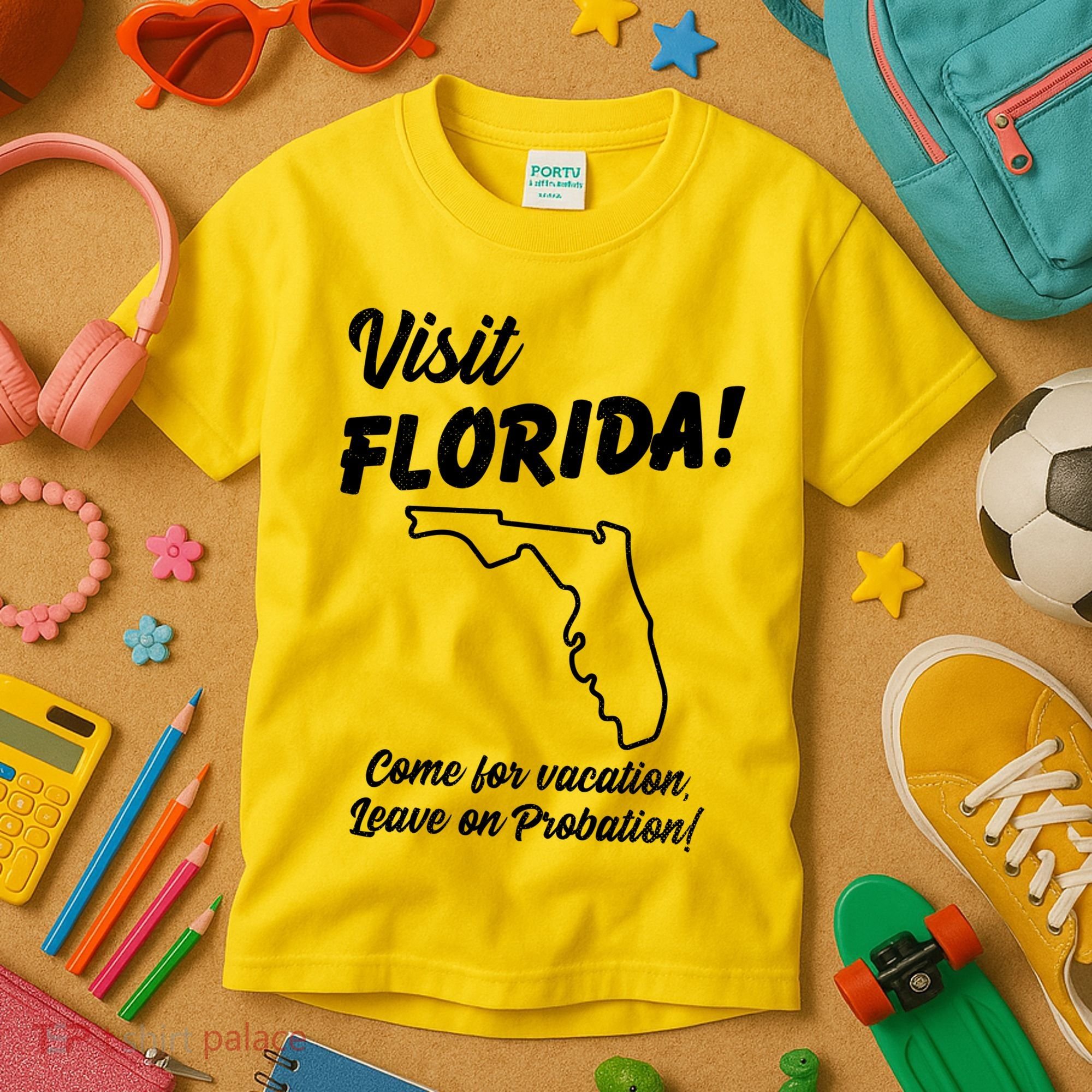 Visit Florida Come For Vacation Leave On Probation Kids T-Shirt