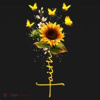 Vintage Faith Cross Sunflower Butterflies Flowers Christians T-Shirt thumb 7