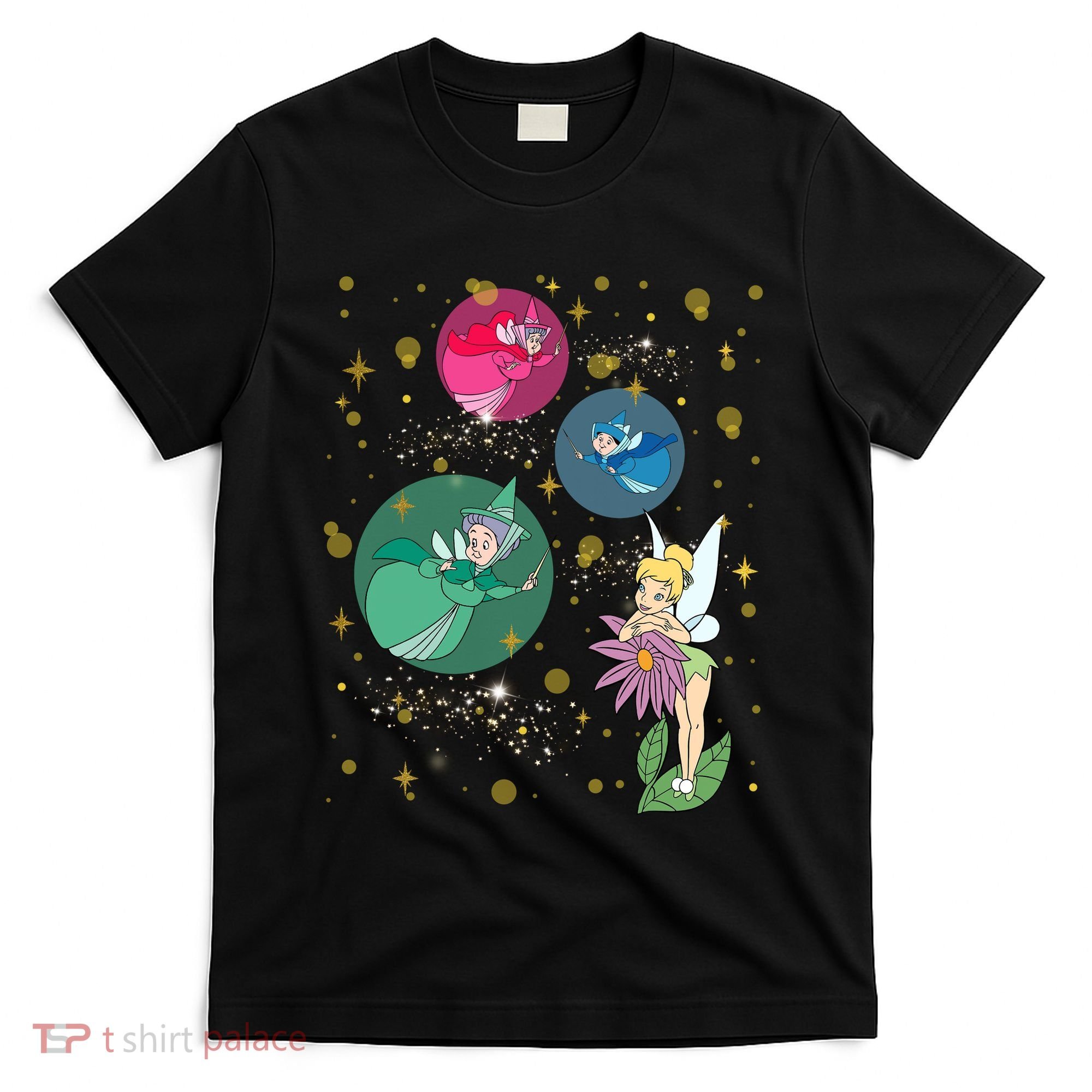 Vintage Fairies Characters Group Flora Fauna Merryweather T-Shirt