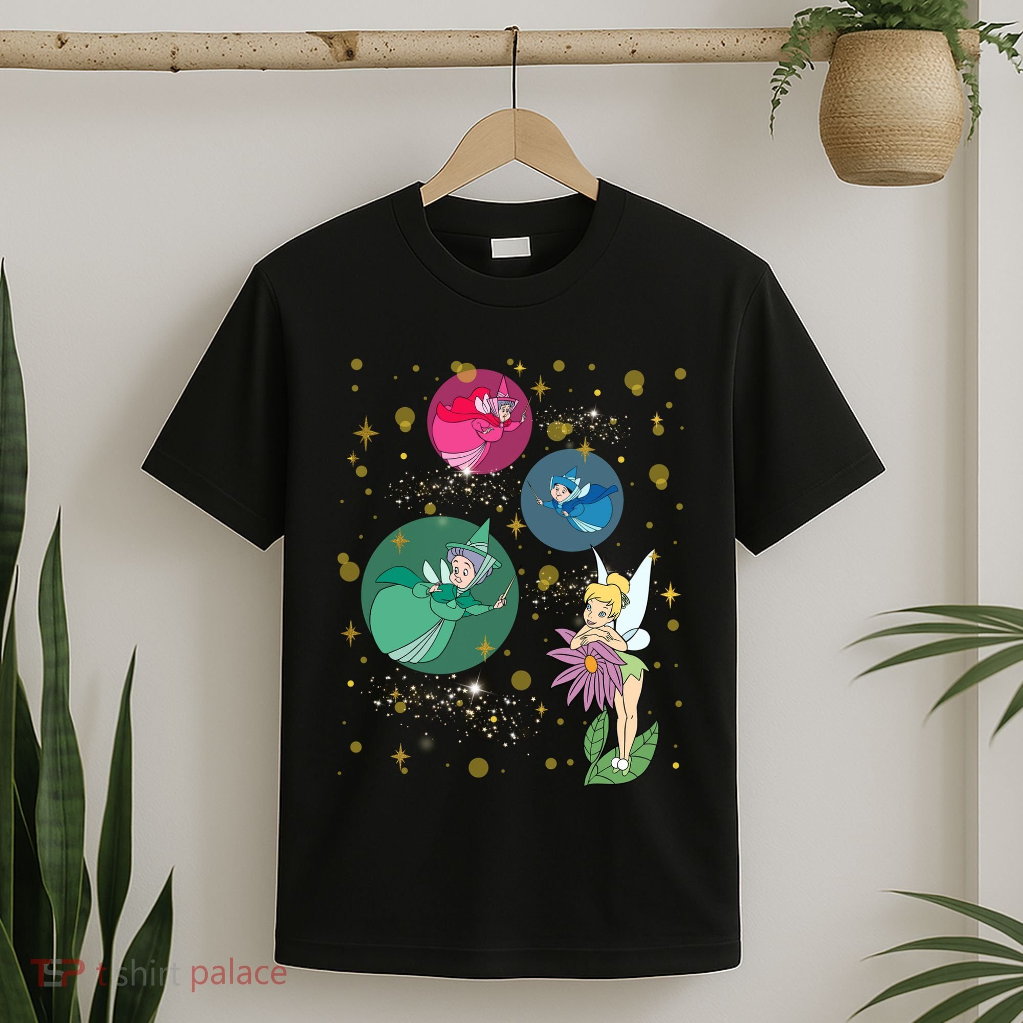 Vintage Fairies Characters Group Flora Fauna Merryweather T-Shirt
