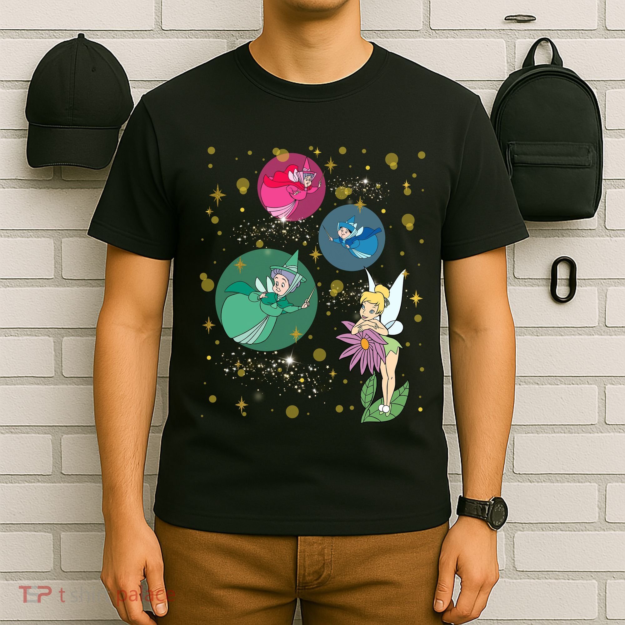 Vintage Fairies Characters Group Flora Fauna Merryweather T-Shirt