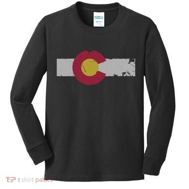 Vintage Fade Colorado Flag Kids Long Sleeve Shirt
