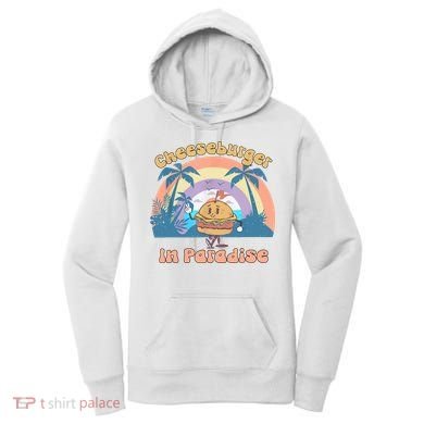 Vintage Funny Cheeseburger In Paradise Summer Vacation Vibe Women's Hoodie