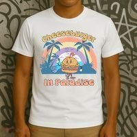Vintage Funny Cheeseburger In Paradise Summer Vacation Vibe T-Shirt thumb 3