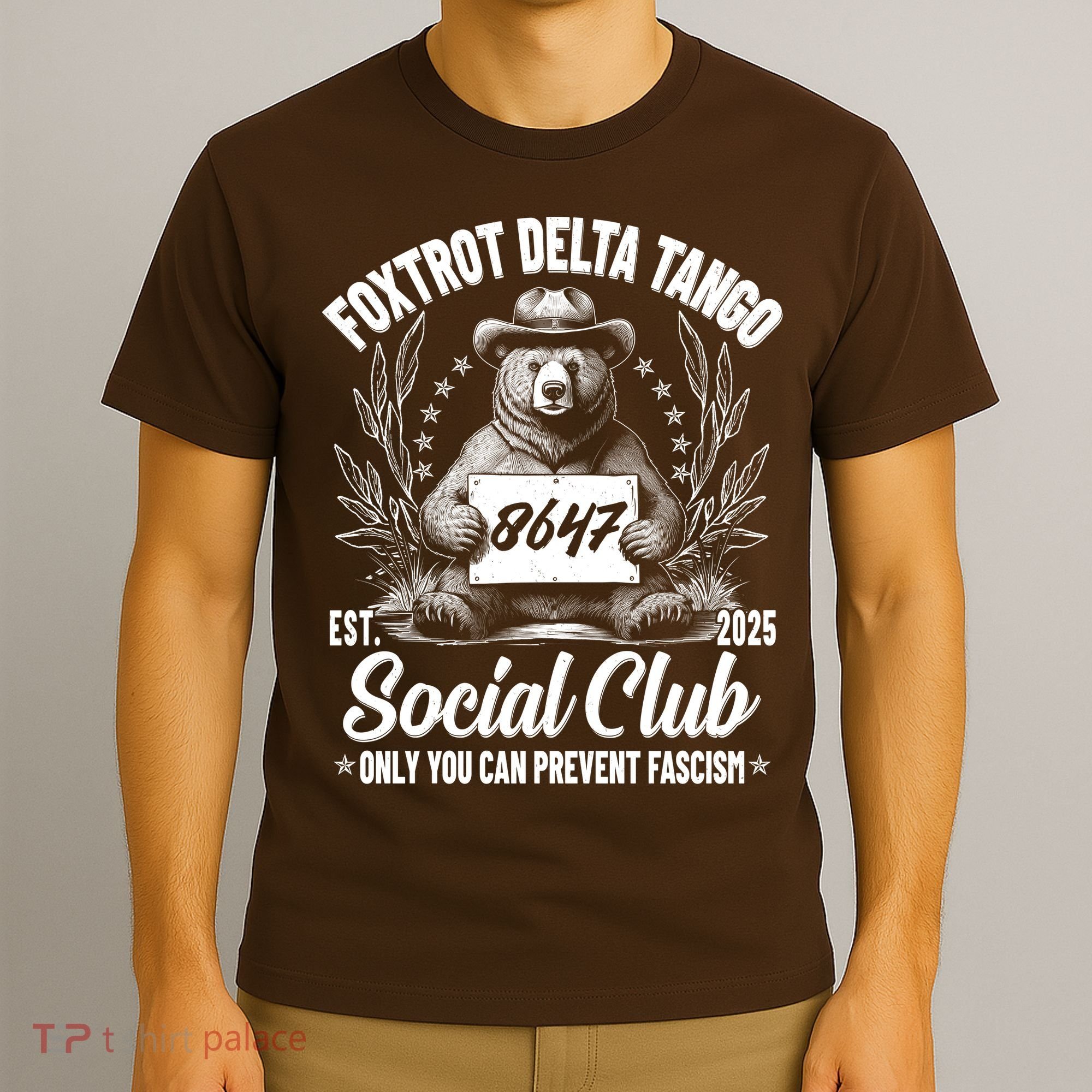 Vintage Foxtrot Delta Tango Social Club 8647 Ranger Bear T-Shirt