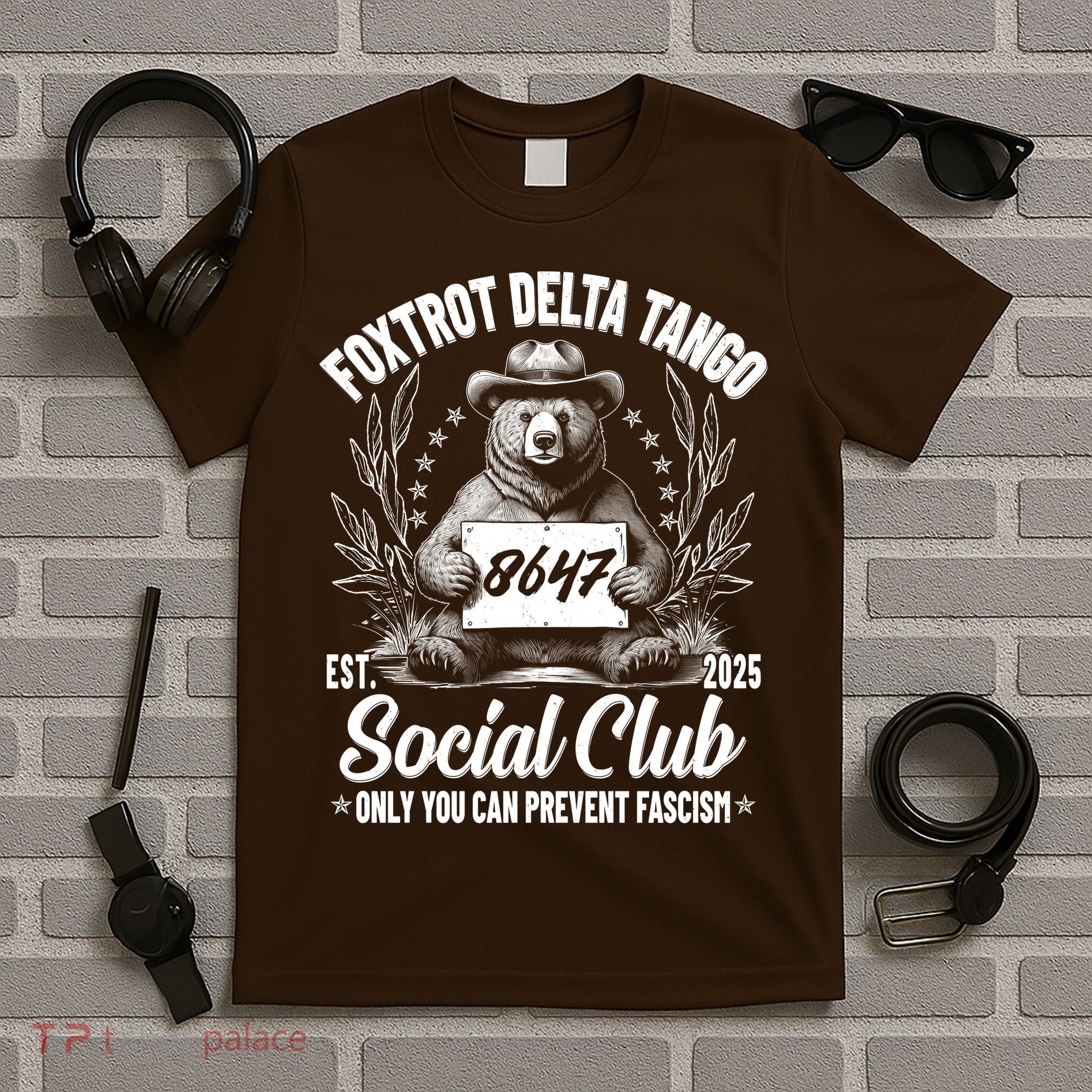 Vintage Foxtrot Delta Tango Social Club 8647 Ranger Bear T-Shirt
