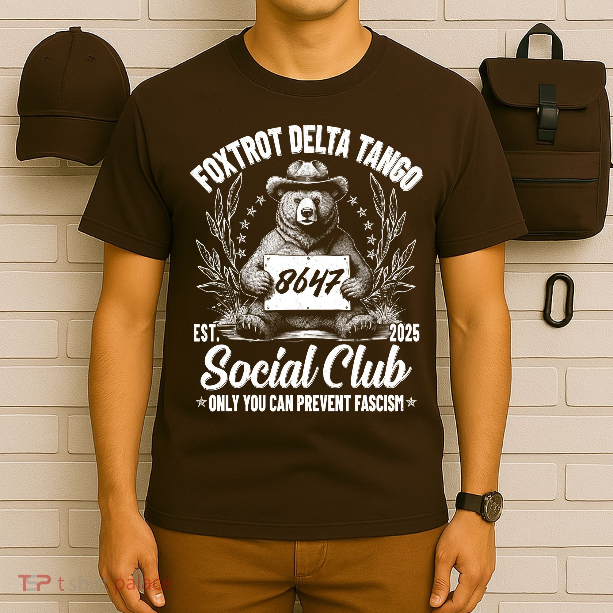 Vintage Foxtrot Delta Tango Social Club 8647 Ranger Bear T-Shirt