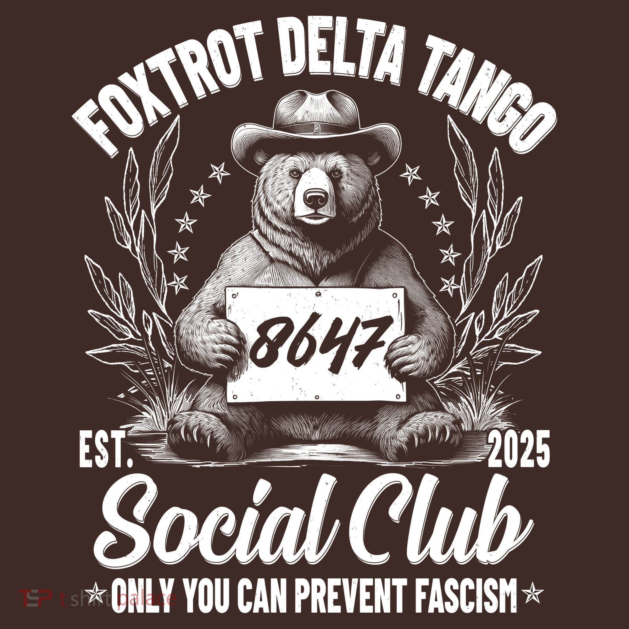Vintage Foxtrot Delta Tango Social Club 8647 Ranger Bear T-Shirt