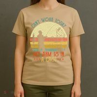 Vintage Funny Fishing Can't Work Today My Arm Is In A Cast T-Shirt thumb 4