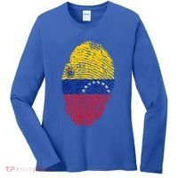Venezuela Flag Fingerprint Great Gift Women's Long Sleeve Shirt thumb 0