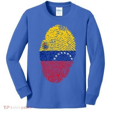 Venezuela Flag Fingerprint Great Gift Kids Long Sleeve Shirt