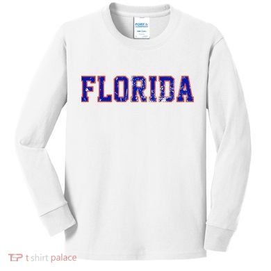 Vintage Florida Florida Orange Blue Kids Long Sleeve Shirt