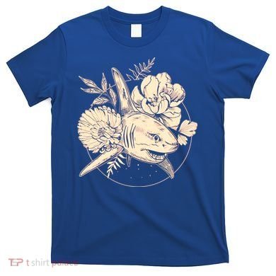 Vintage Flower Floral Shark T-Shirt