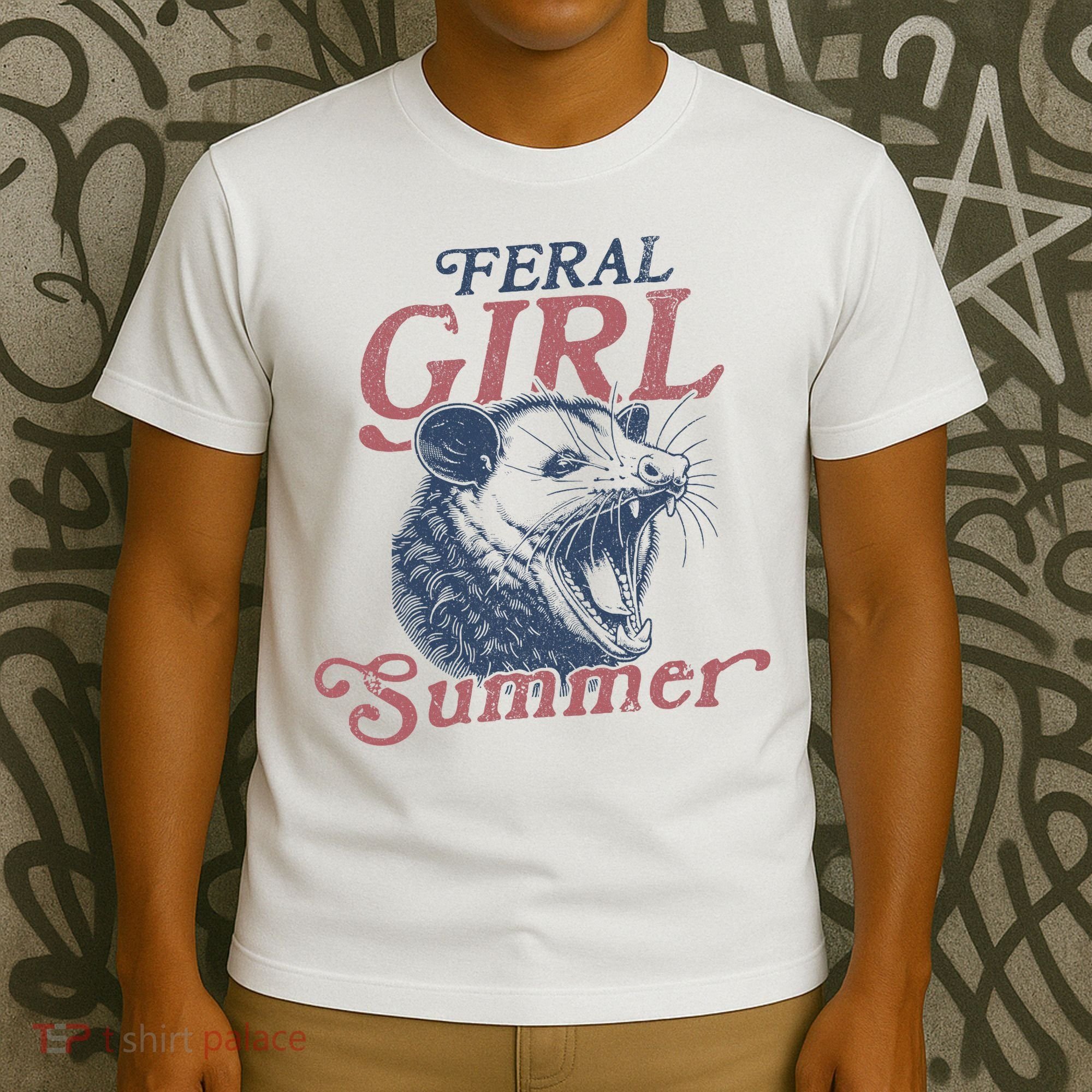 Vintage Feral Girl Summer Opossum T-Shirt