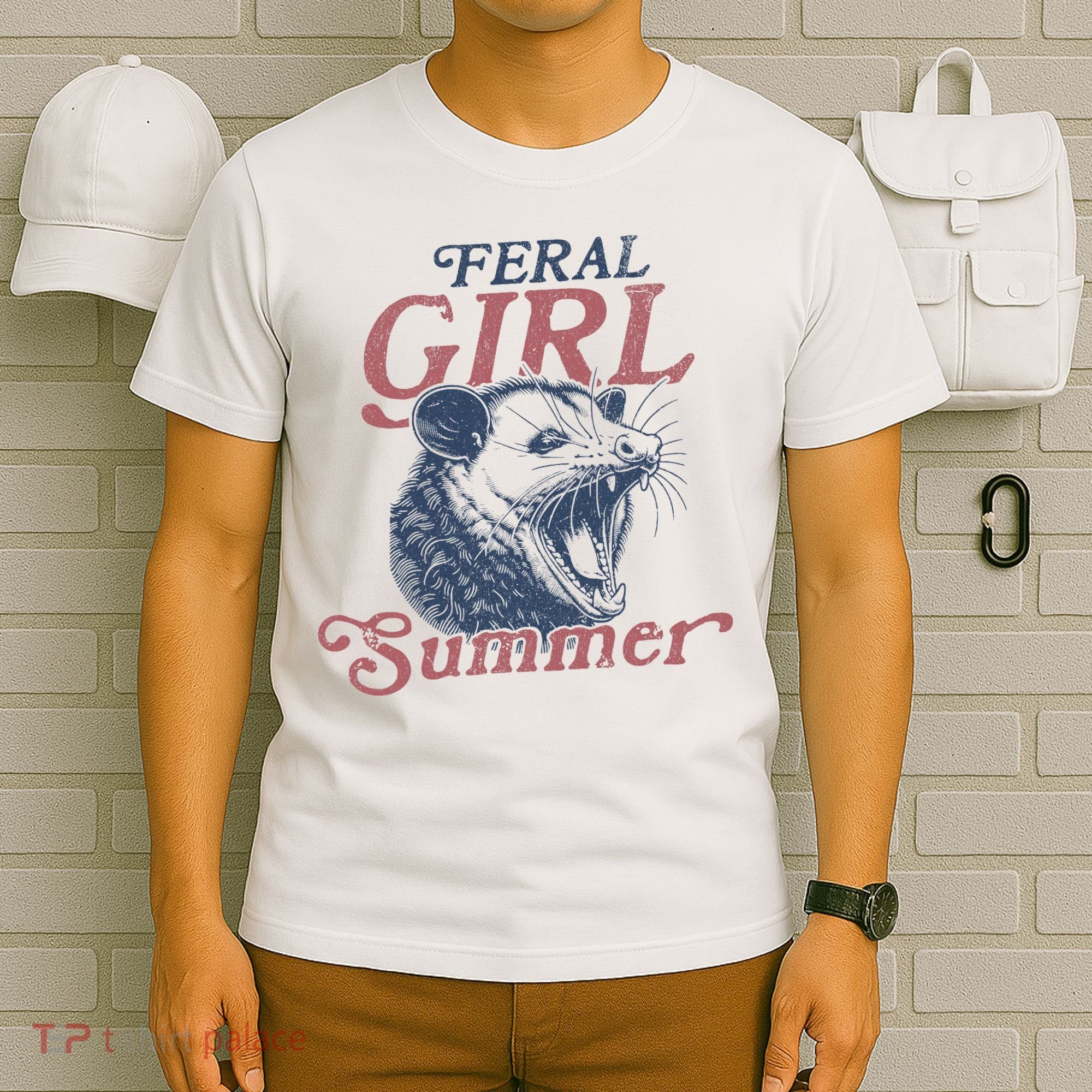 Vintage Feral Girl Summer Opossum T-Shirt
