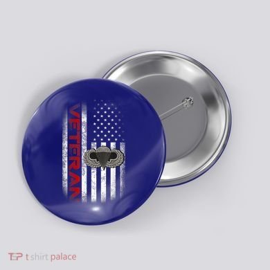 Vintage Flag Gift US Paratrooper Airborne Division Army Veteran Gift Button