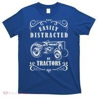 Vintage Funny Graphic Easily Distracted By Tractors Gift T-Shirt thumb 0