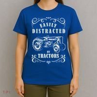Vintage Funny Graphic Easily Distracted By Tractors Gift T-Shirt thumb 4