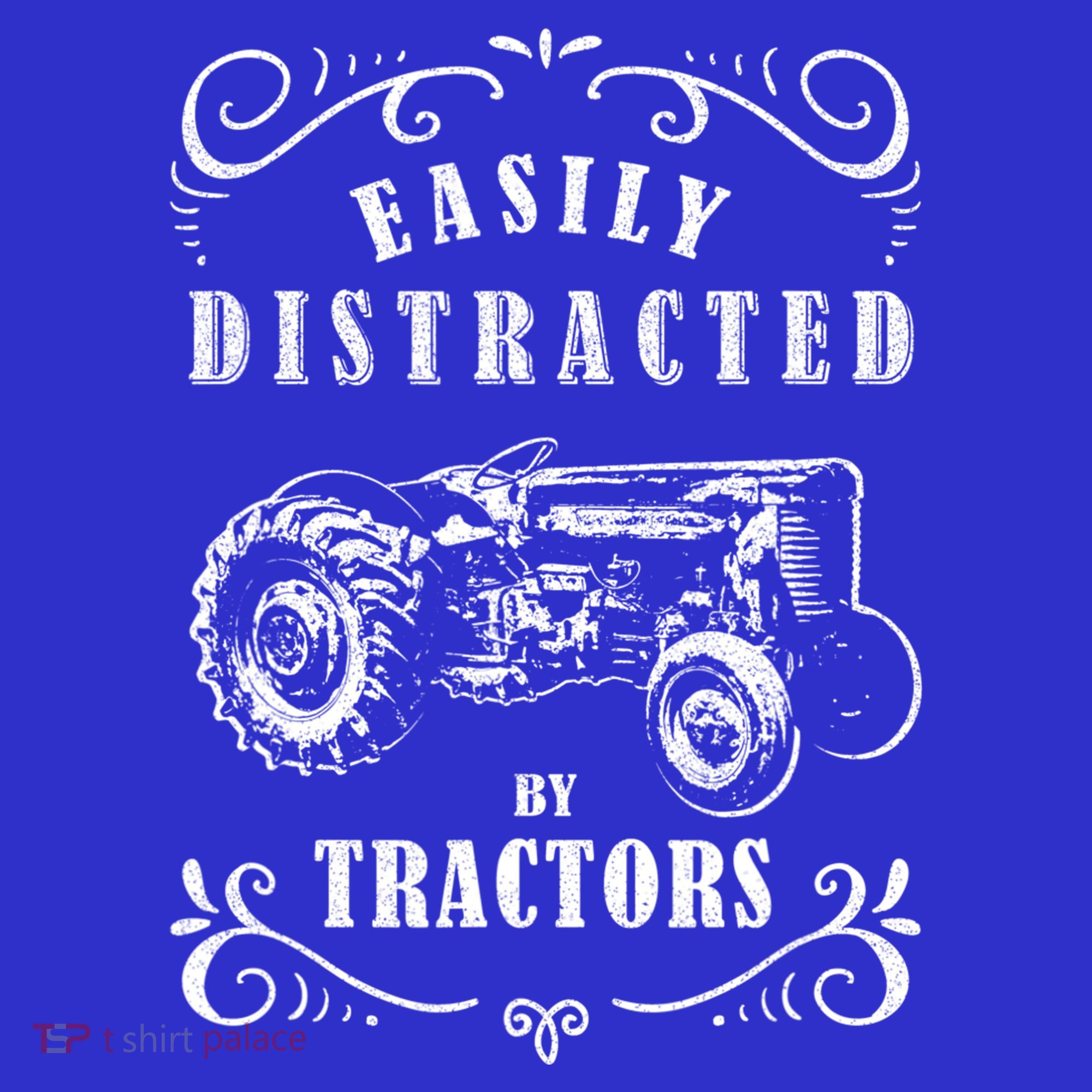 Vintage Funny Graphic Easily Distracted By Tractors Gift T-Shirt