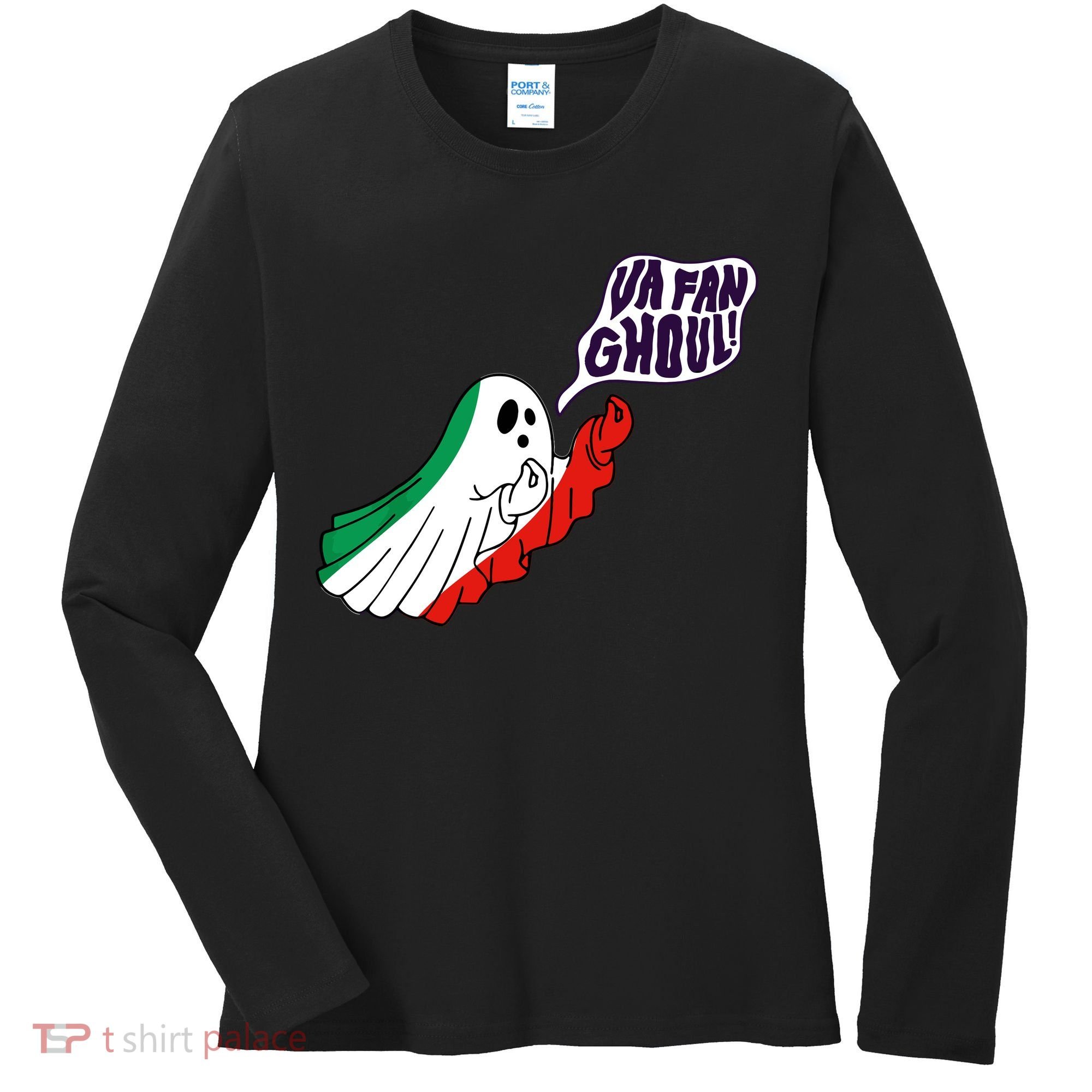 Va Fan Ghoul Italian Funny Halloween Ghost Women's Long Sleeve Shirt