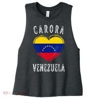 Venezuela Flag Heart Carora City Women's Racerback Cropped Tank thumb 0