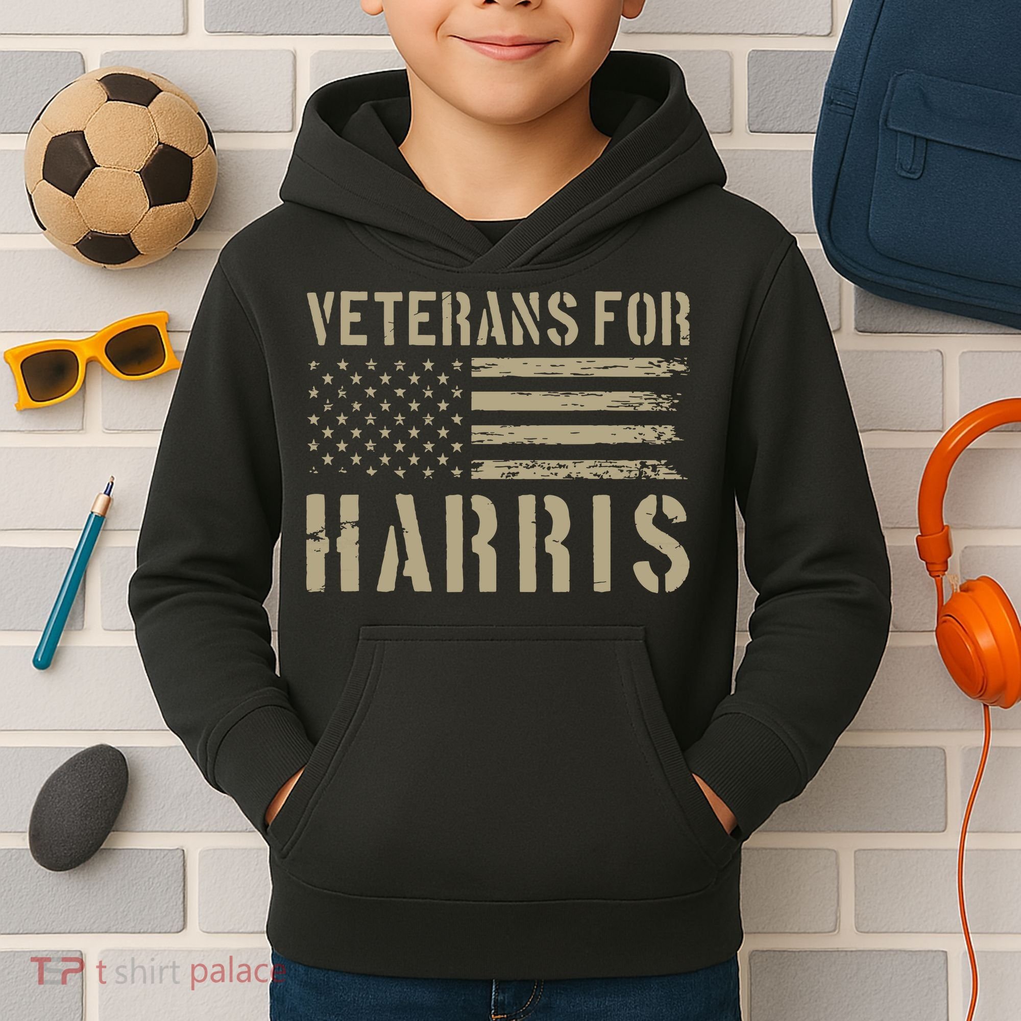 Veterans For Harris 2024 Military Vets Kamala Harris Kids Hoodie