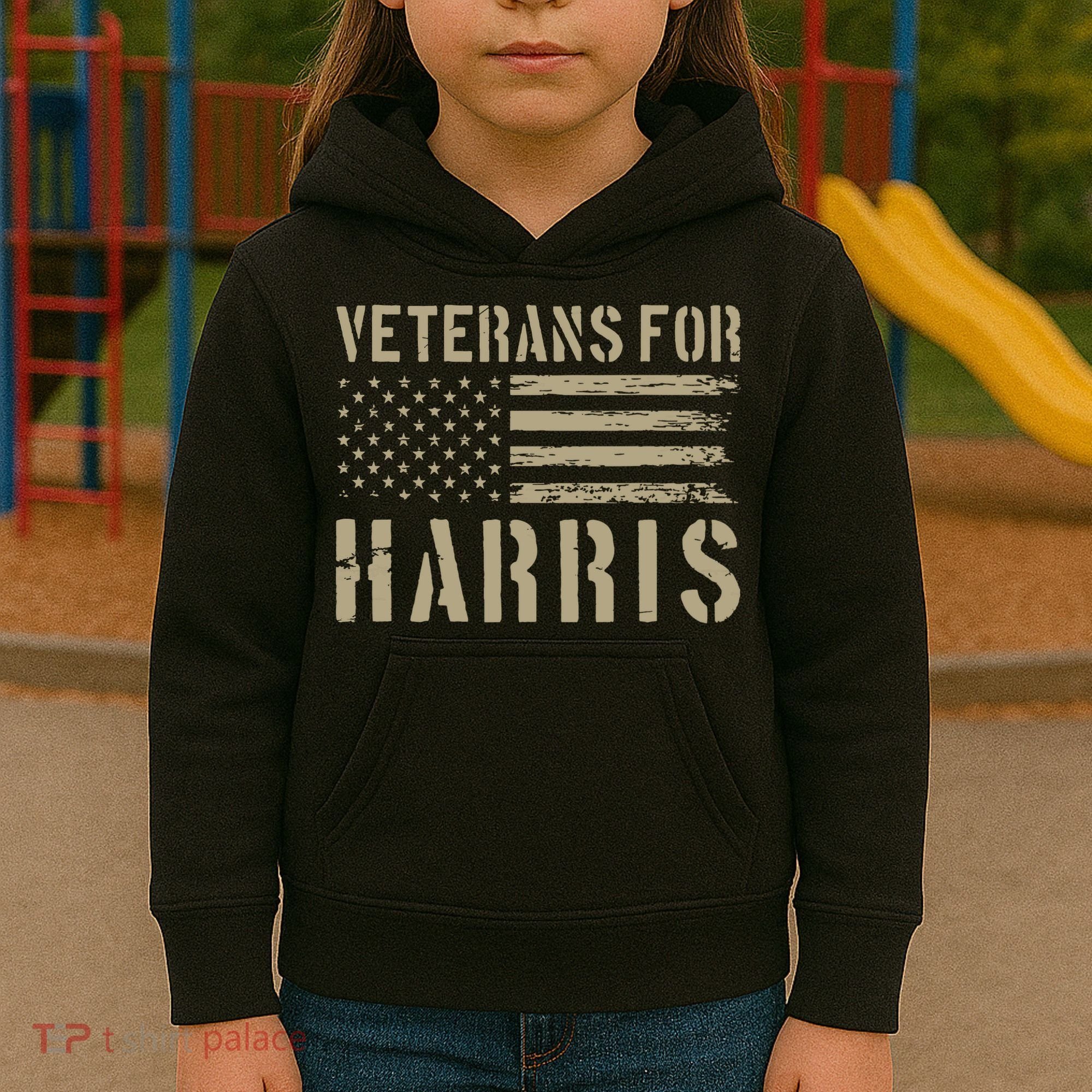 Veterans For Harris 2024 Military Vets Kamala Harris Kids Hoodie