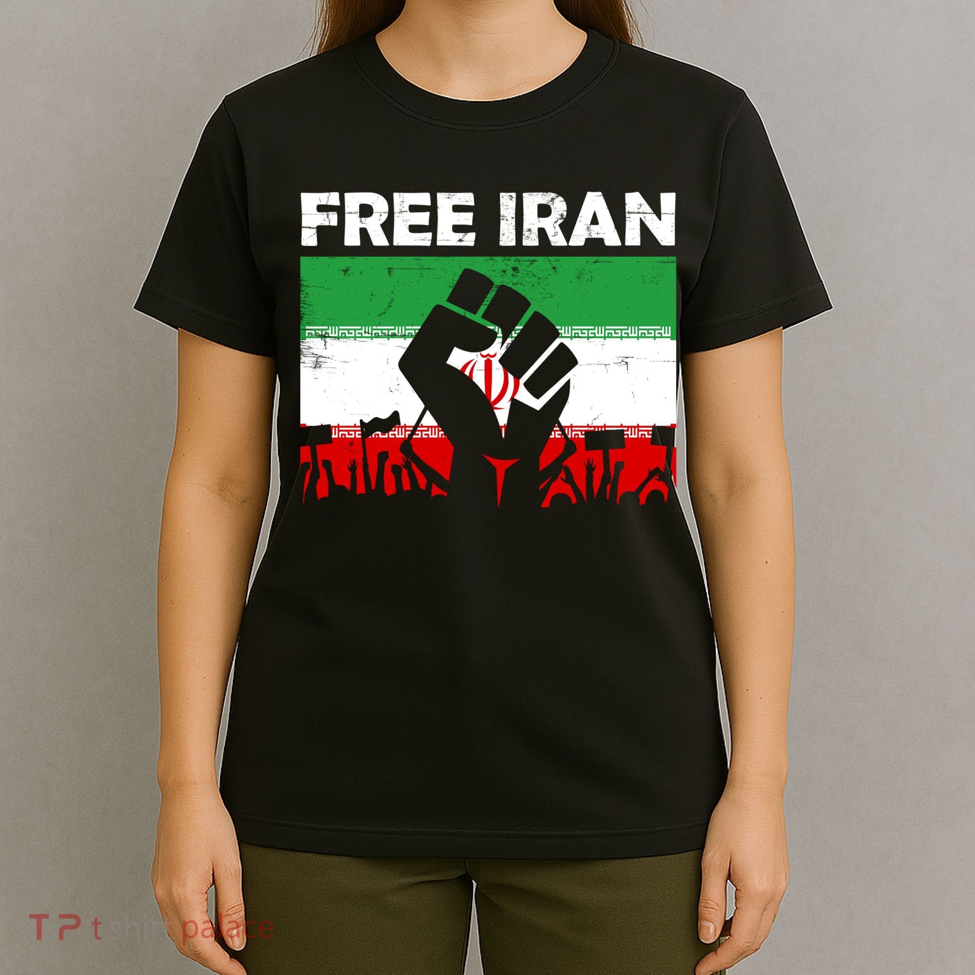 Vintage Free Iran Stand With Women Iranian Flag Raised Hand T-Shirt