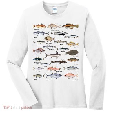 Vintage Fish Identification Chart Fishing Women's Long Sleeve Shirt