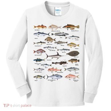 Vintage Fish Identification Chart Fishing Kids Long Sleeve Shirt