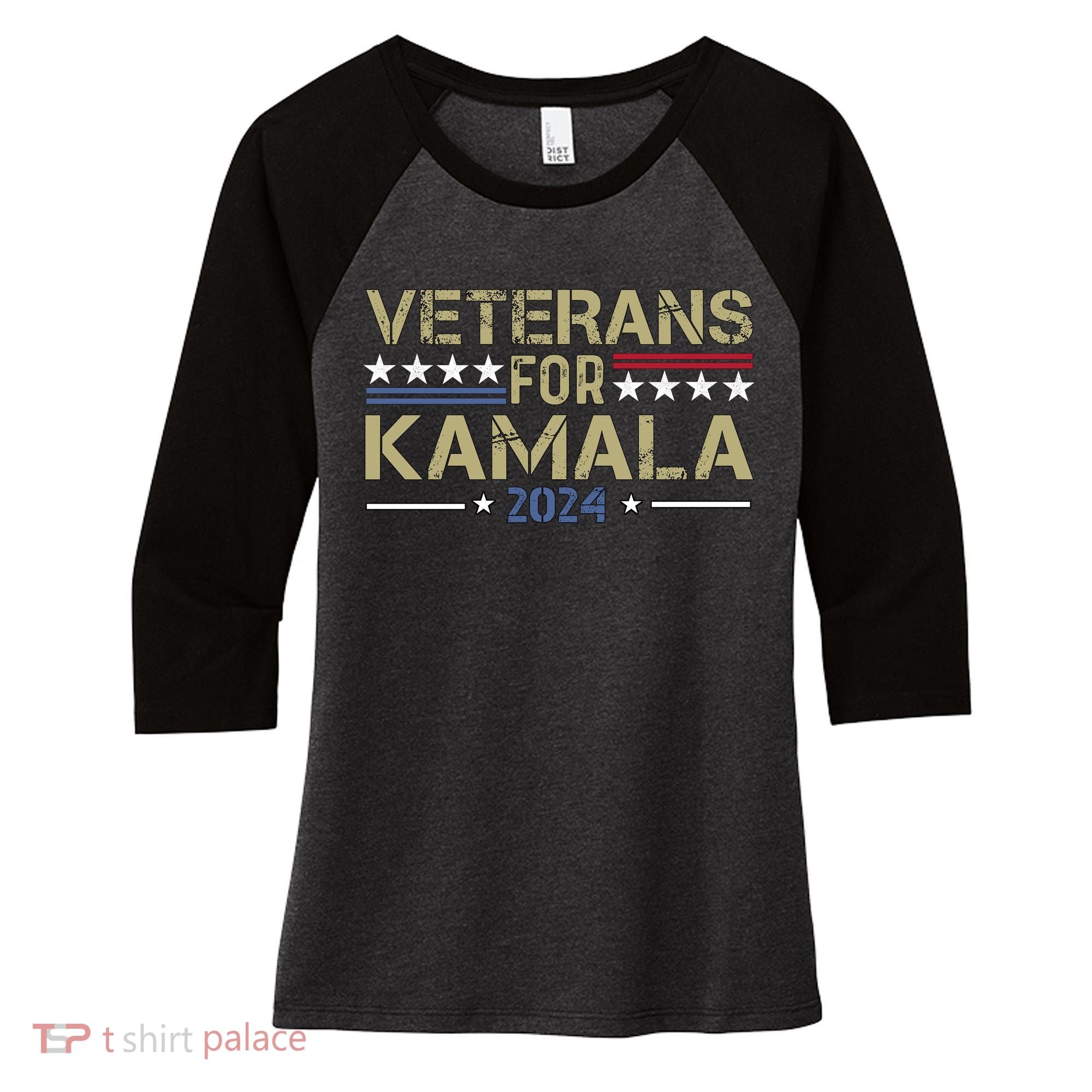 Veterans For Kamala Harris 2024 Election Women's Tri-Blend 3/4-Sleeve Raglan Shirt