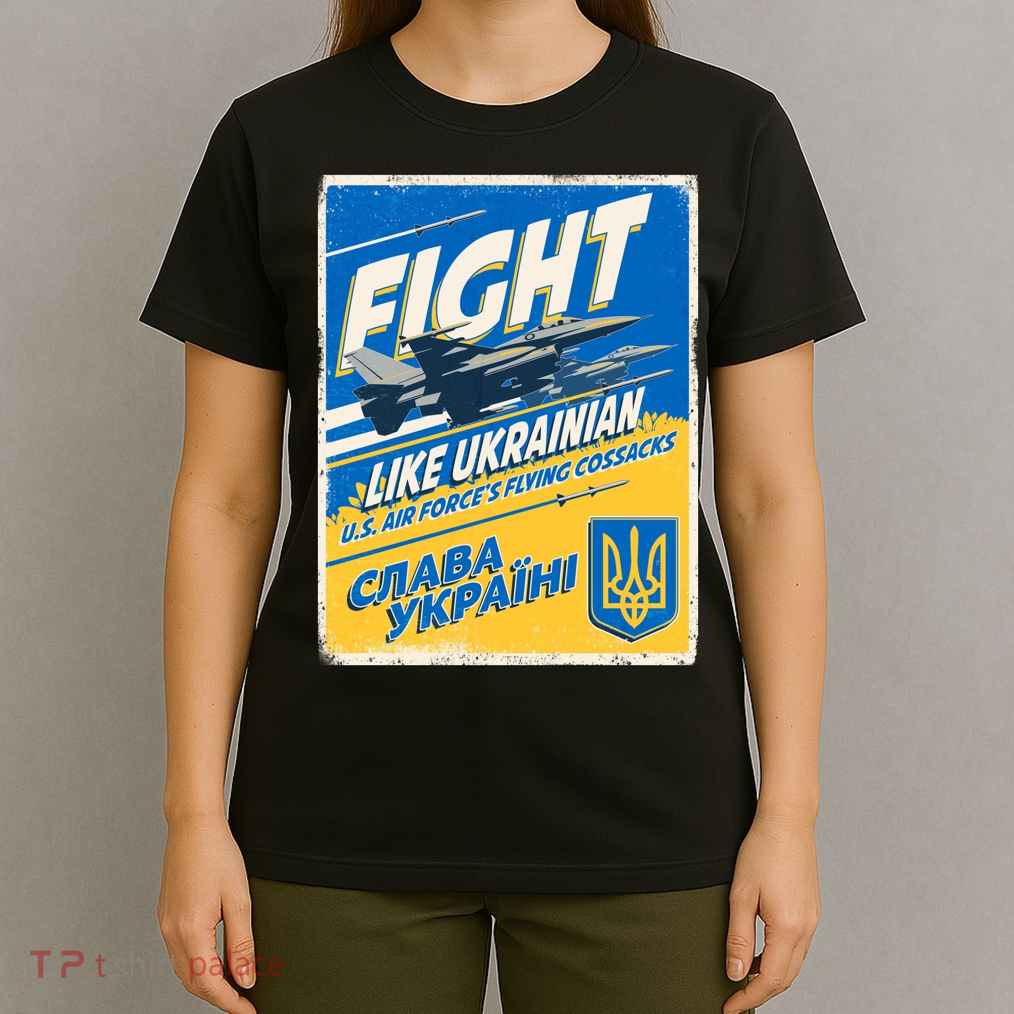 Vintage FIGHT Like Ukrainian US AIR Force's Flying Cossacks Poster T-Shirt