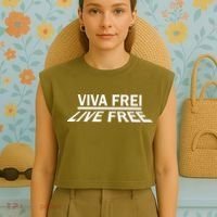 Viva Frei Live Free Garment-Dyed Women's Muscle Tee thumb 4