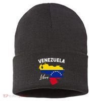 Venezuela Flag Map Proud American Venezuelan Venezuela Libre Sustainable Knit Beanie thumb 0