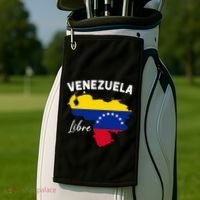Venezuela Flag Map Proud American Venezuelan Venezuela Libre Golf Towel thumb 2