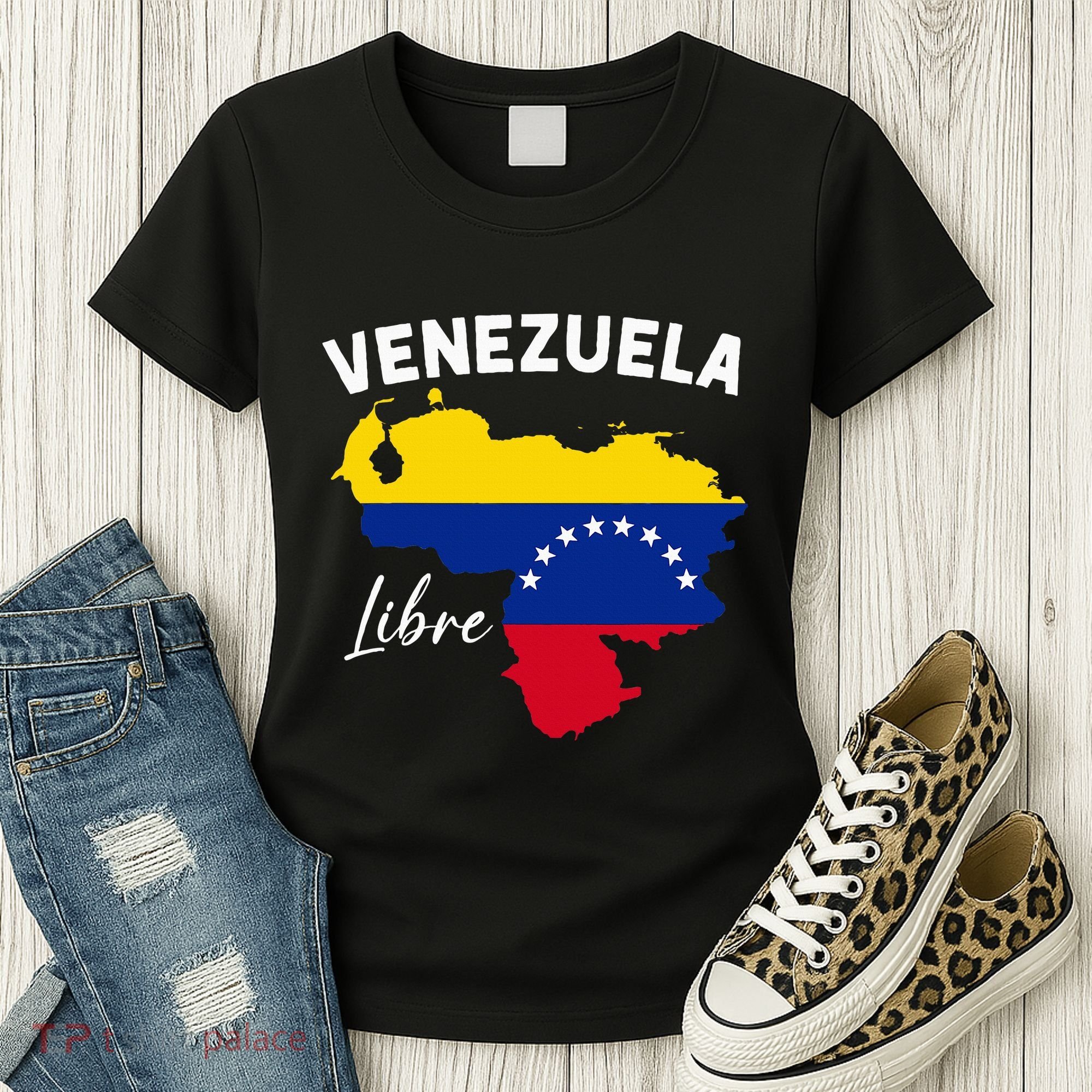 Venezuela Flag Map Proud American Venezuelan Venezuela Libre Women's T-Shirt