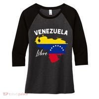 Venezuela Flag Map Proud American Venezuelan Venezuela Libre Women's Tri-Blend 3/4-Sleeve Raglan Shirt thumb 0