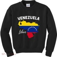 Venezuela Flag Map Proud American Venezuelan Venezuela Libre Kids Sweatshirt thumb 0
