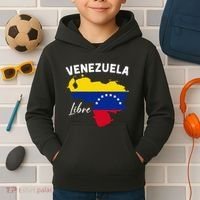 Venezuela Flag Map Proud American Venezuelan Venezuela Libre Kids Hoodie thumb 2