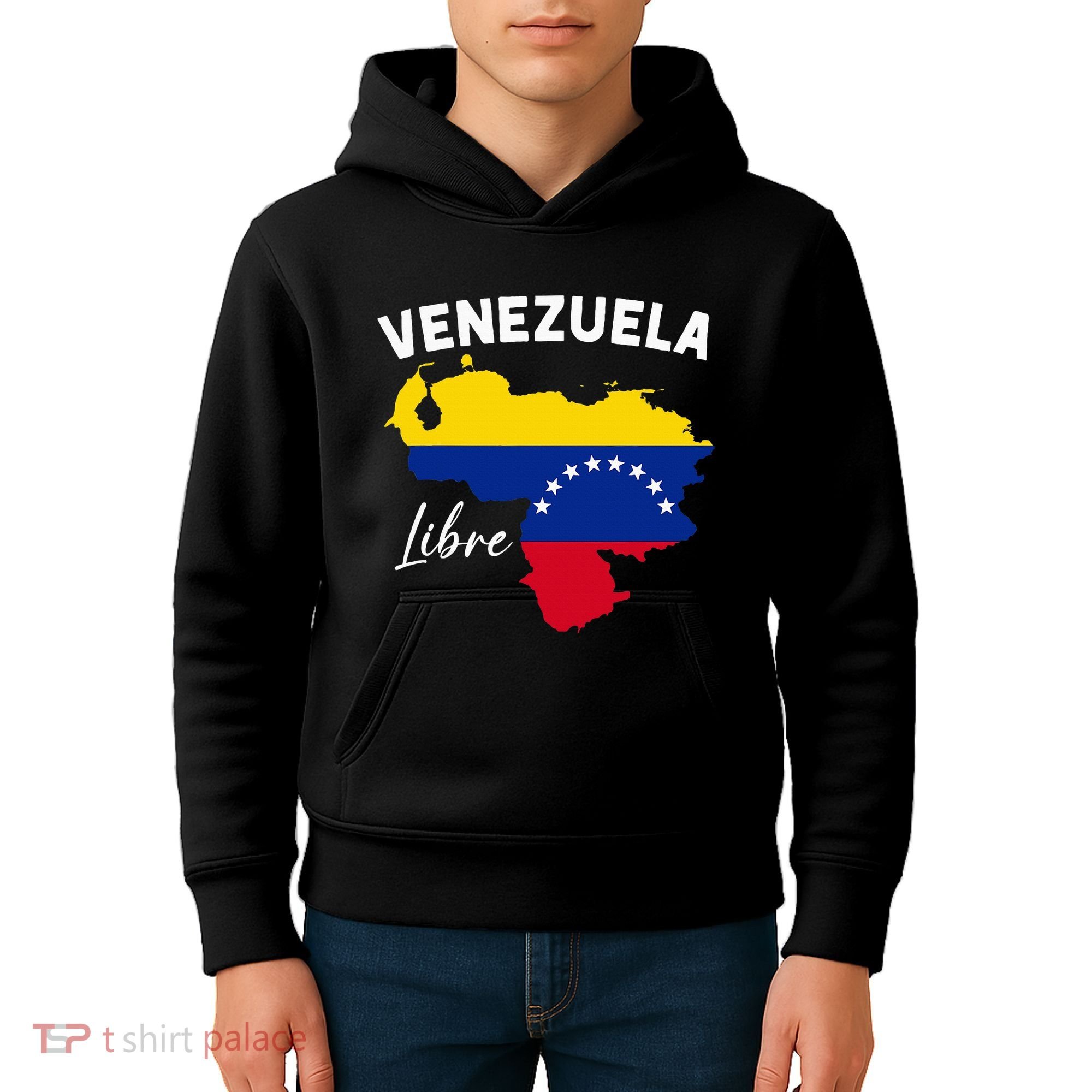 Venezuela Flag Map Proud American Venezuelan Venezuela Libre Kids Hoodie