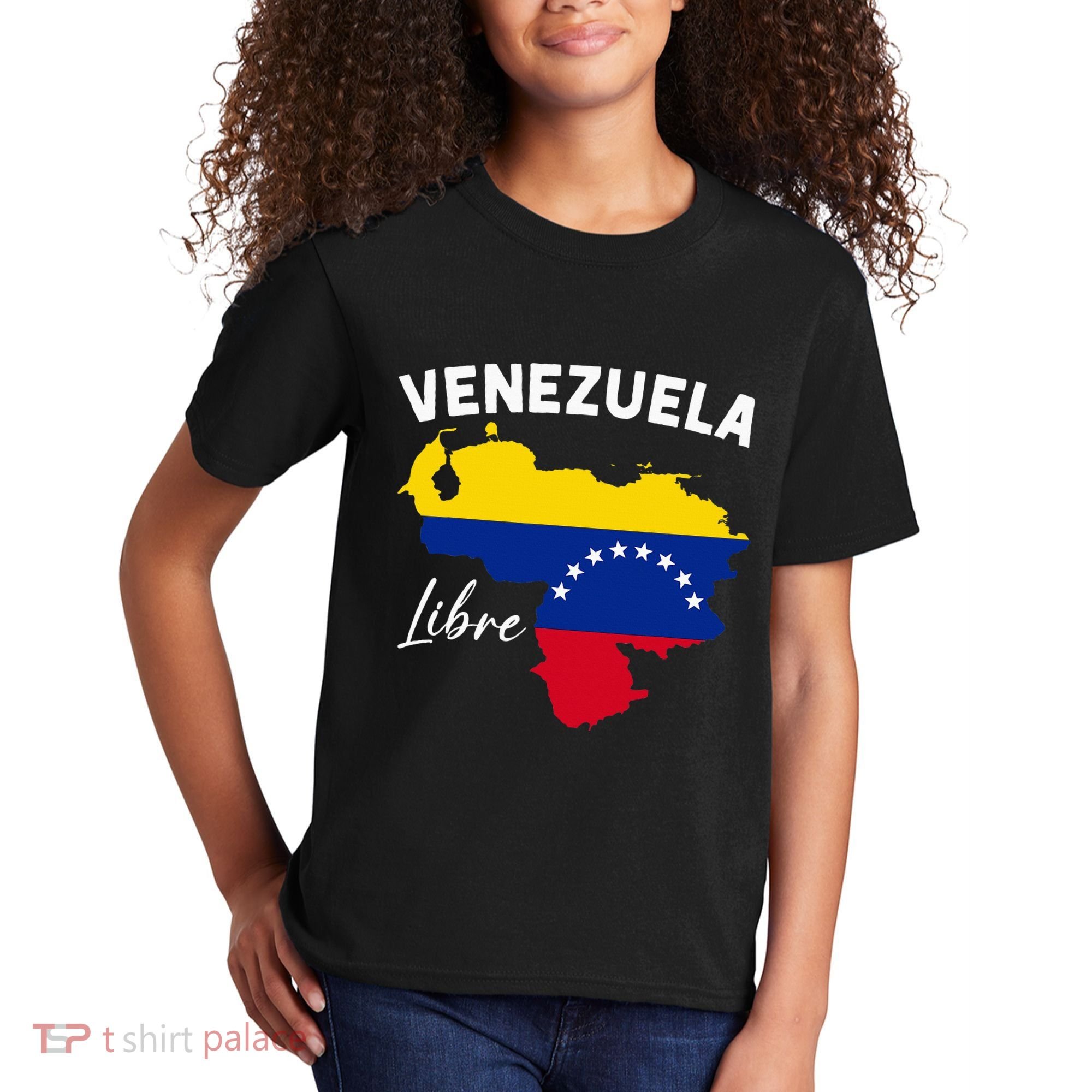 Venezuela Flag Map Proud American Venezuelan Venezuela Libre Kids T-Shirt
